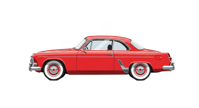 Striking red vintage coupe against black