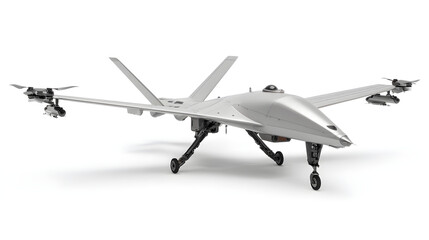 Fototapeta premium Modern military drone ready for flight, showcasing advanced technology and innovation, ideal for defense and surveillance