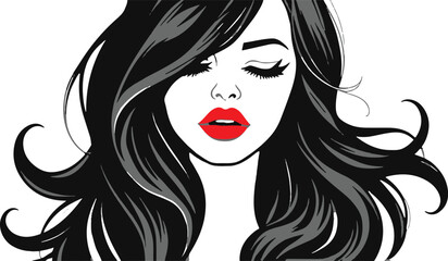 Lion roaring on a rock, black and white illustration.