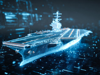 Futuristic Digital Rendering Aircraft Carrier