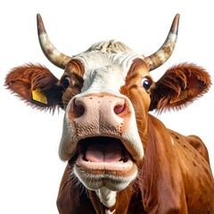 Close-up cow's surprised face