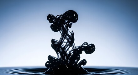 Black ink cloud swirling in water, abstract fluid dynamics