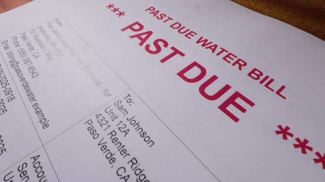 Water Bill Payment Past Due Overdue Utility Service Notice 1
