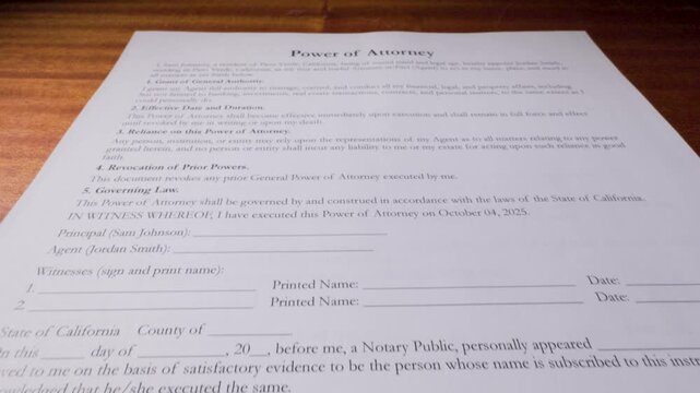 Power of Attorney Document Legal Authorization Form Contract 1