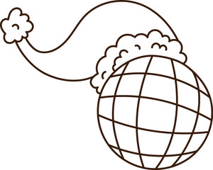 Globe with Santa Hat Outline