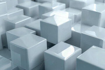 Obraz premium Shiny metallic cubes with smooth surfaces arranged in a futuristic pattern creating a sleek and modern abstract geometric background design in silver tones