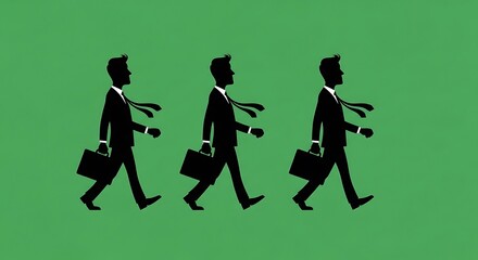 Businessmen Walking in Formation.