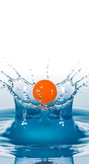 Orange Sphere Splashing in Water.