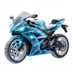 Futuristic Blue Crystal Motorcycle Covered in Snow transparent background