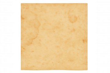 Vintage aged paper texture with brown stains and grunge surface, isolated on transparent background, blank parchment