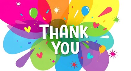 Colorful Thank You Message with Decorations.