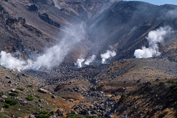 旭岳の地獄谷と噴気孔（北海道大雪山）