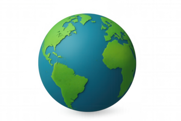 Earth globe representing continents and oceans, showing a 3d world map or environmental concept on transparent background