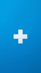 Obraz premium Minimalist white medical cross on blue background