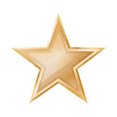 Gold star isolated on white background. Luxury template realistic five-pointed star with light effect celebration award design. Vector illustration