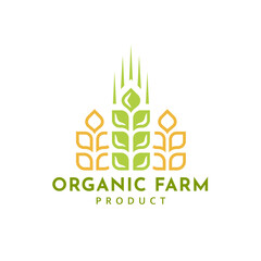 Wheat logo minimalist vintage isolated on white background. Label template for farm with wheat. Round emblem with ears silhouette. Vector Illustration