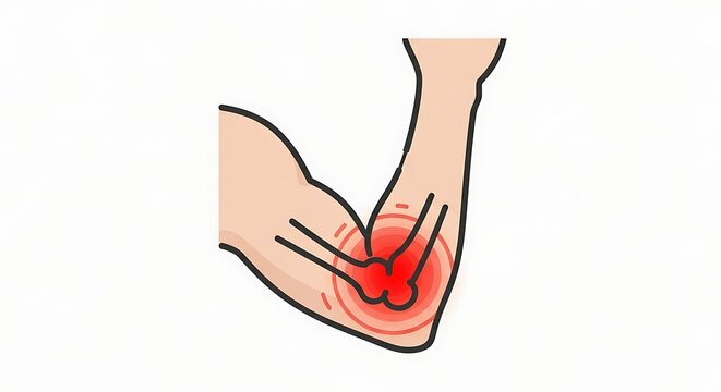 Illustration of Arm Pain with Red Highlighted Spot in Inner Elbow