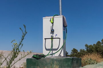 Motorhome water filling station in camper area