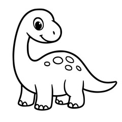 Vector for coloring, cute plant-eating dinosaur