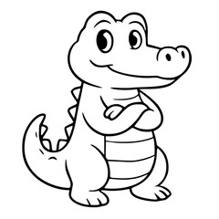 Vector for coloring, cute crocodile cartoon