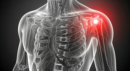 Medical Illustration of Human Shoulder with Inflammation Highlight