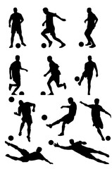 silhouettes of football players