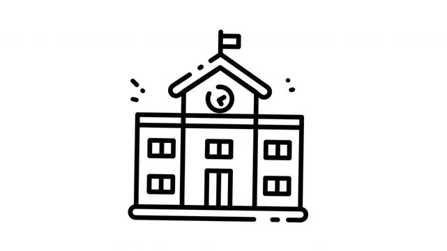 Animated school icon in a modern, professional style. Great for education, academic, and learning-based projects. Loopable with an alpha channel.