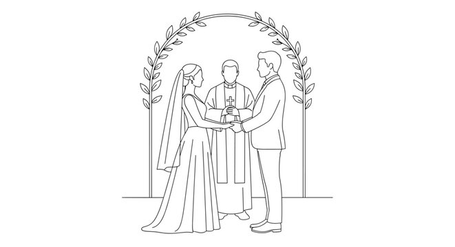 line art wedding ceremony clip art preview