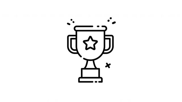 High-resolution, vector trophy icon animation. Ideal for business, achievement, and award-themed projects. Features loopable format with alpha channel.