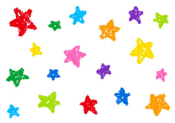 クレヨン素材　ランダムな星柄の背景