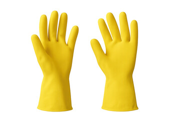 Obraz premium Yellow rubber cleaning gloves protecting hands during chores