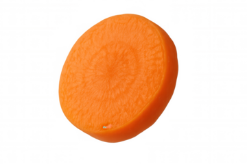 Fresh carrot slice showing vibrant orange color and healthy vegetable ingredient on transparent background