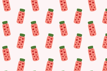 Pattern made of thermoses. Isolated white background. Flat-style vector illustration