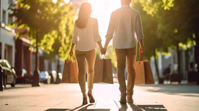 Couple shopping outdoors daytime
