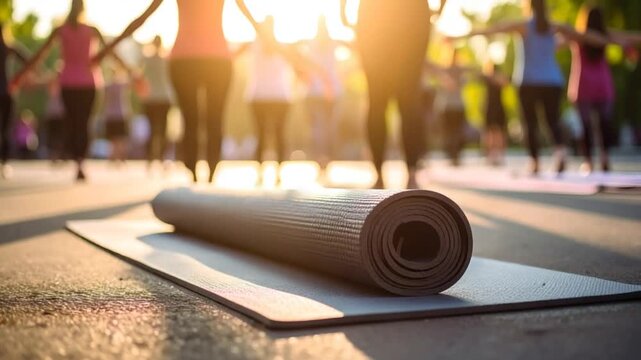 Yoga mat outdoors group exercise