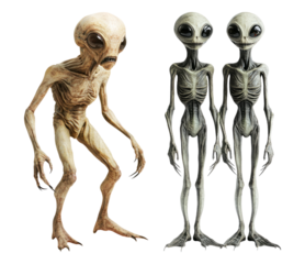Unique Character Designs of Alien Creatures Illustrating Various Features, PNG bundle collection, Isolated on Transparent Background