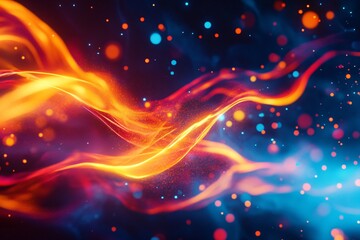 Fototapeta premium Abstract colorful background with swirling lines and bokeh effect.