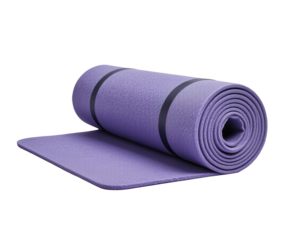 Rolled Purple Yoga Mat for Fitness and Exercise Training Sessions