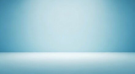 Empty light blue studio room background with a soft spotlight creating a clean, modern backdrop for product display.