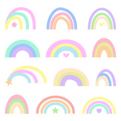 Cute rainbow set with pastel colors