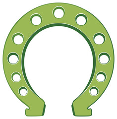 Green Horseshoe Illustration Good Luck Charm for St Patricks Day Holiday