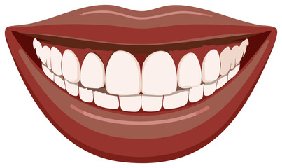 Naklejka premium Wide Open Mouth Showing Healthy White Teeth and Red Lips with Detailed Shading