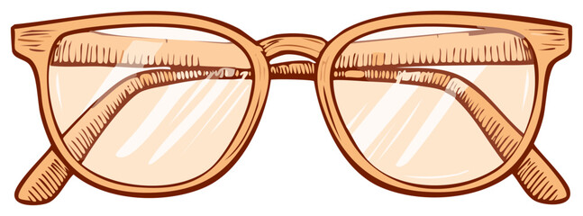 Stylish Peach Colored Eyeglasses with Clear Lenses Isolated on White Background