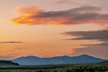 Evening Sky Over Mount Washburn Bursts With Color