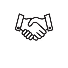 Minimalist Outline Two Hands Shaking Agreement Partnership Deal Icon