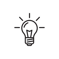Simple Outline Lightbulb Shining Bright Idea Conceptual Icon Symbol