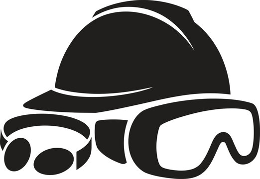 black safety gear: helmet, goggles, headphones clip art preview