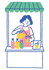 Woman selling juice at the market_color