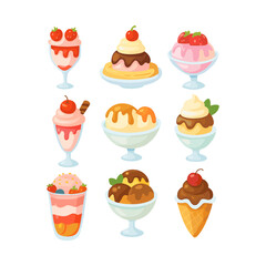 ice cream desserts set. ice cream separately objects 
