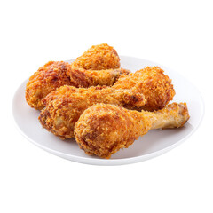 Crispy Fried Chicken Drumsticks on a White Plate Ready for Serving and Enjoyment
